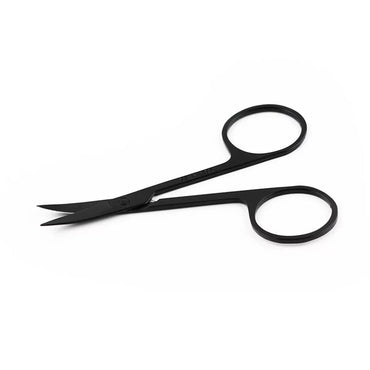 Mini black metal scissors. Part of 5 piece cosmetic tools set.