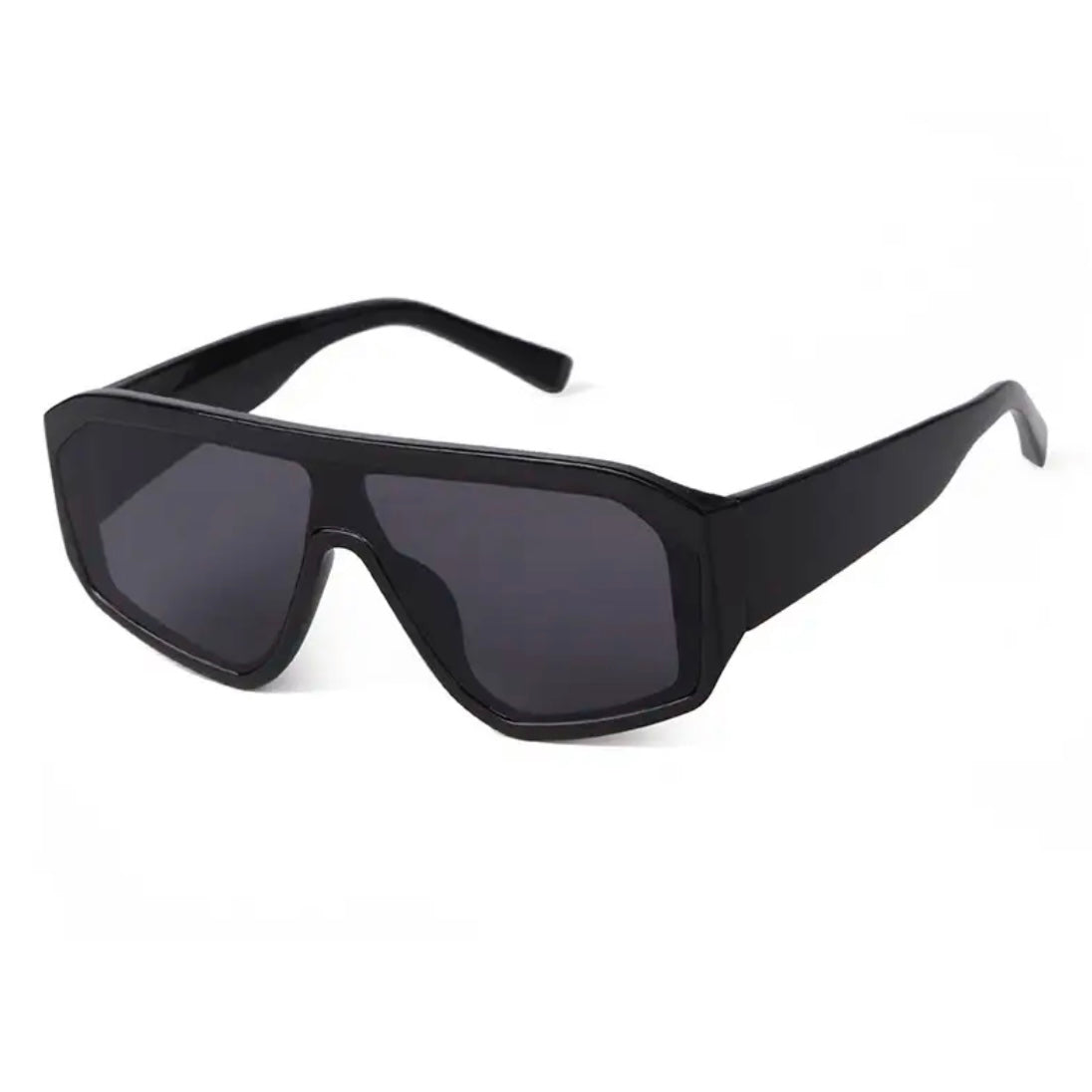 Black Oversized Sunglasses + Black Gloss Finish Frame 