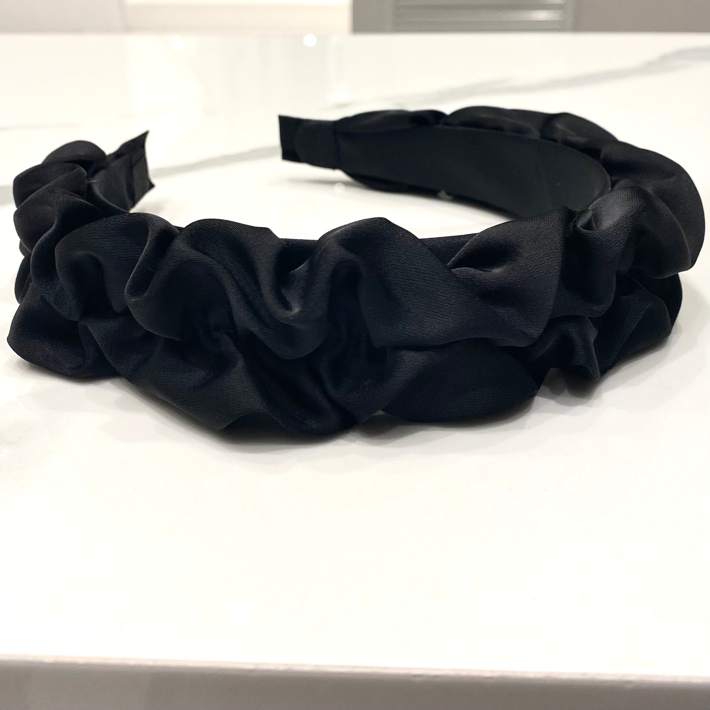 Black Satin Plush Headband 