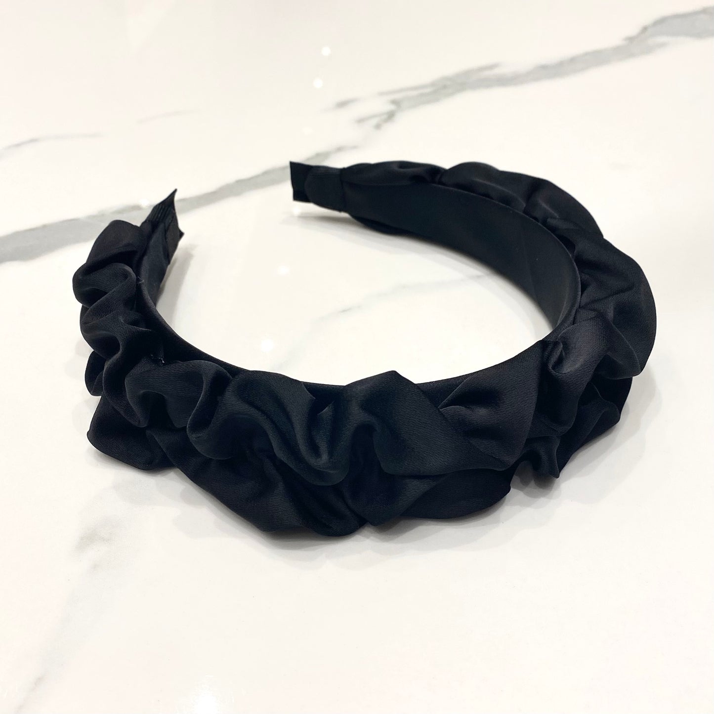 Black Satin Plush Headband 2