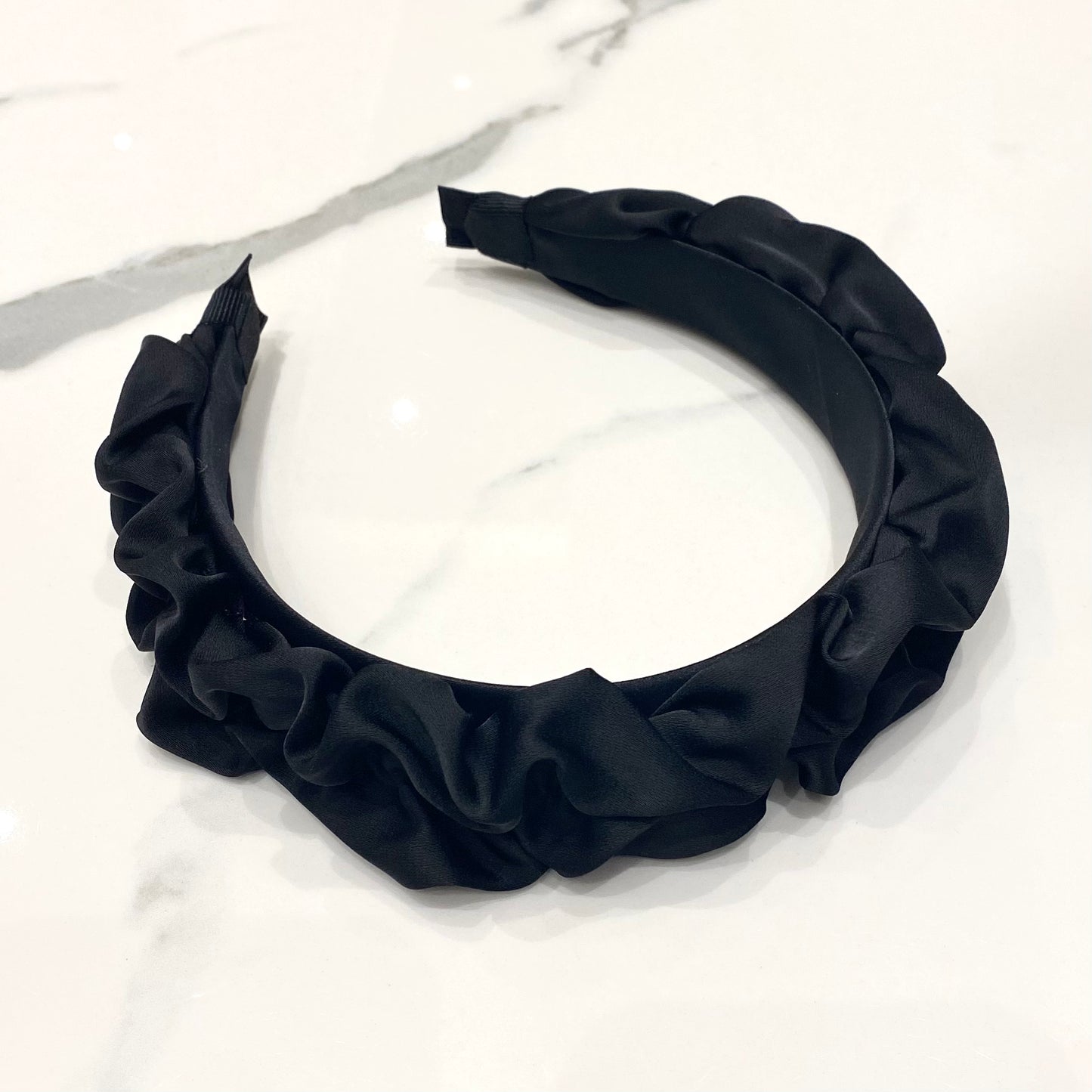 Black Satin Plush Headband 3