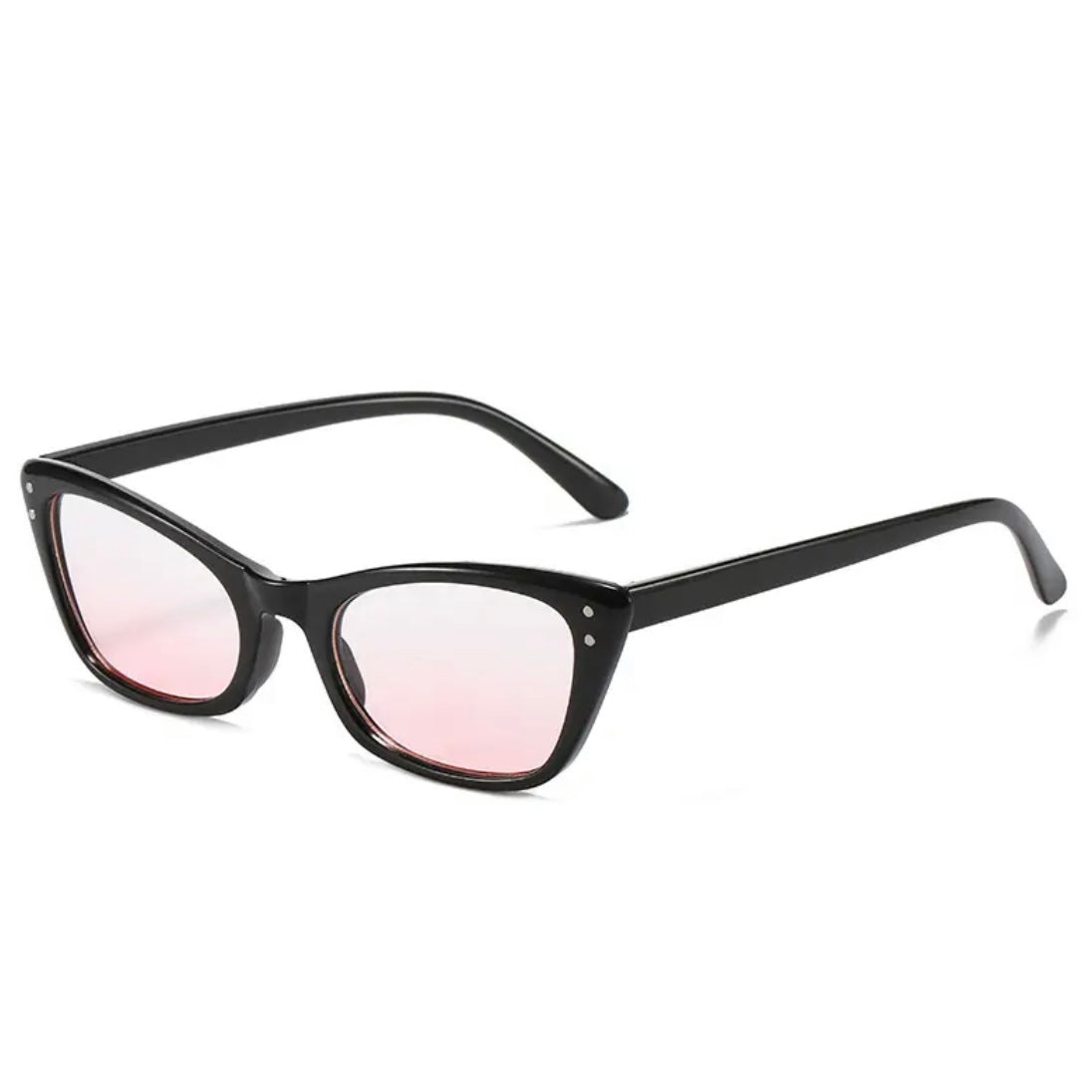 Red-Pink Square-Cat Eye Sunglass Shades + Black Frame 