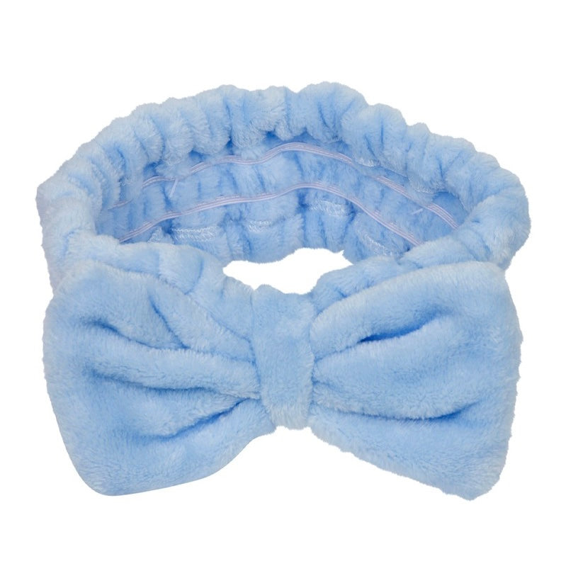 Blue Bow Plush Spa Headband 2