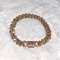 Chunky Gold Plated Prong Cuban Anklet + Diamond Design 2