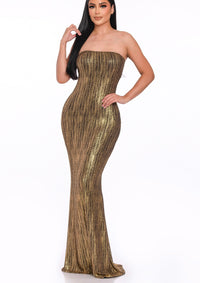 Black & Gold Maxi Dress Front 