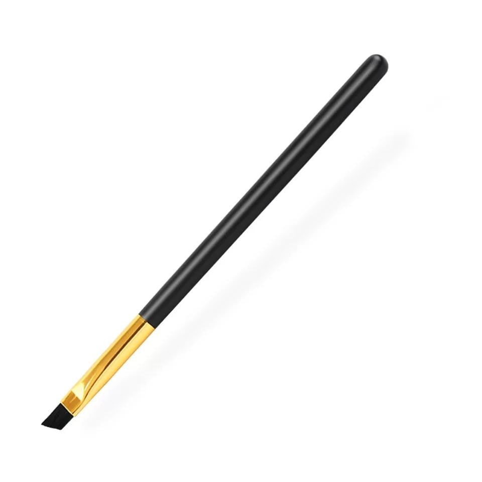 Black eyebrow brush with gold metal detail. Part of 5 piece cosmetic tools set. 