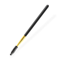 Black spoolie brush with gold metal detail. Part of 5 piece cosmetic tools set. 