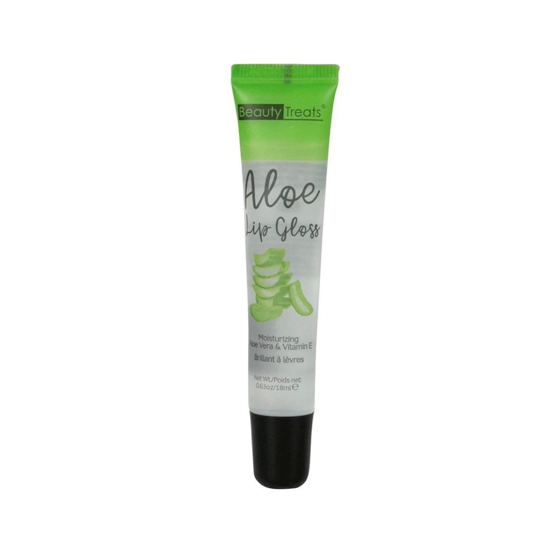 Beauty Treats Aloe Lipgloss. Moisturizing Aloe Vera & Vitamin E. 18 ML clear lipgloss.