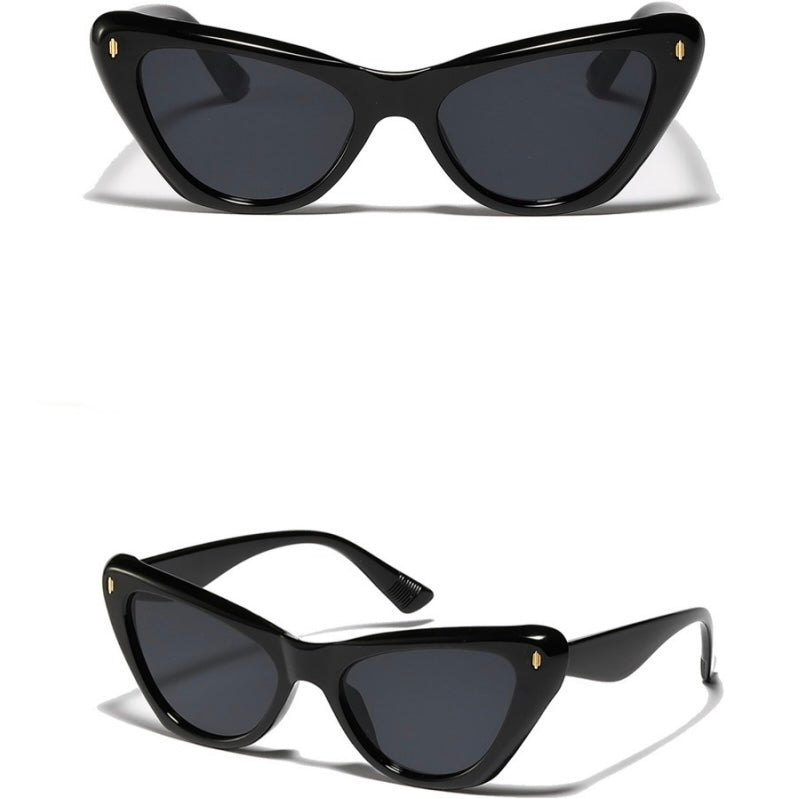 Black Cat Eye Sunglasses + Gold Details 