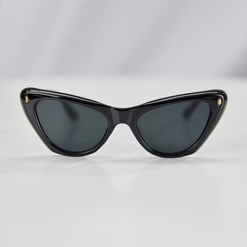 Black Cat Eye Sunglasses + Gold Details Front 2