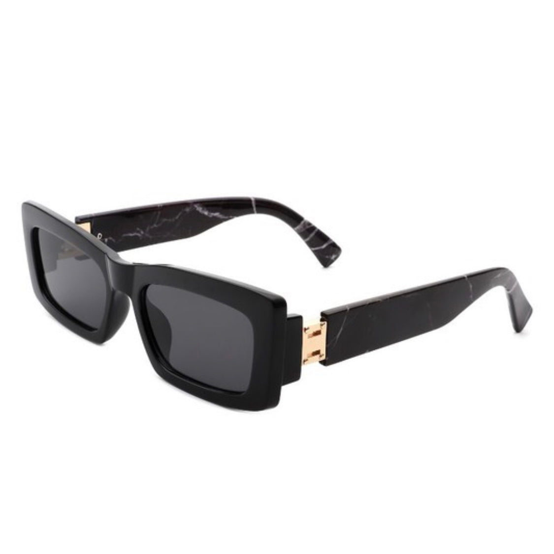 Black Square Sunglasses + Gold Details & Marble Design 