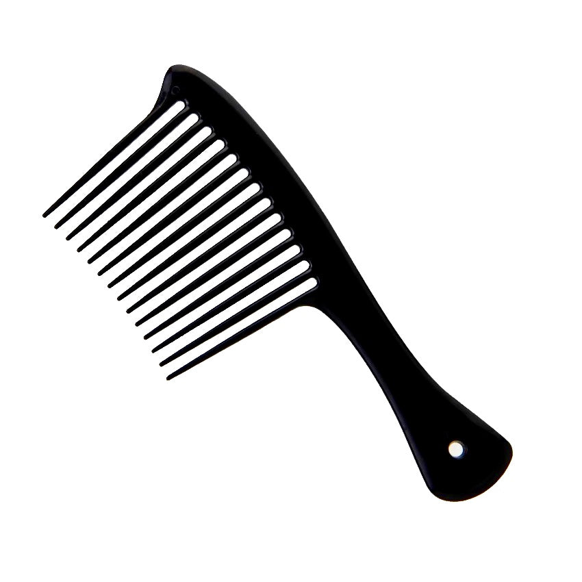 Black jumbo afro comb with large handle.