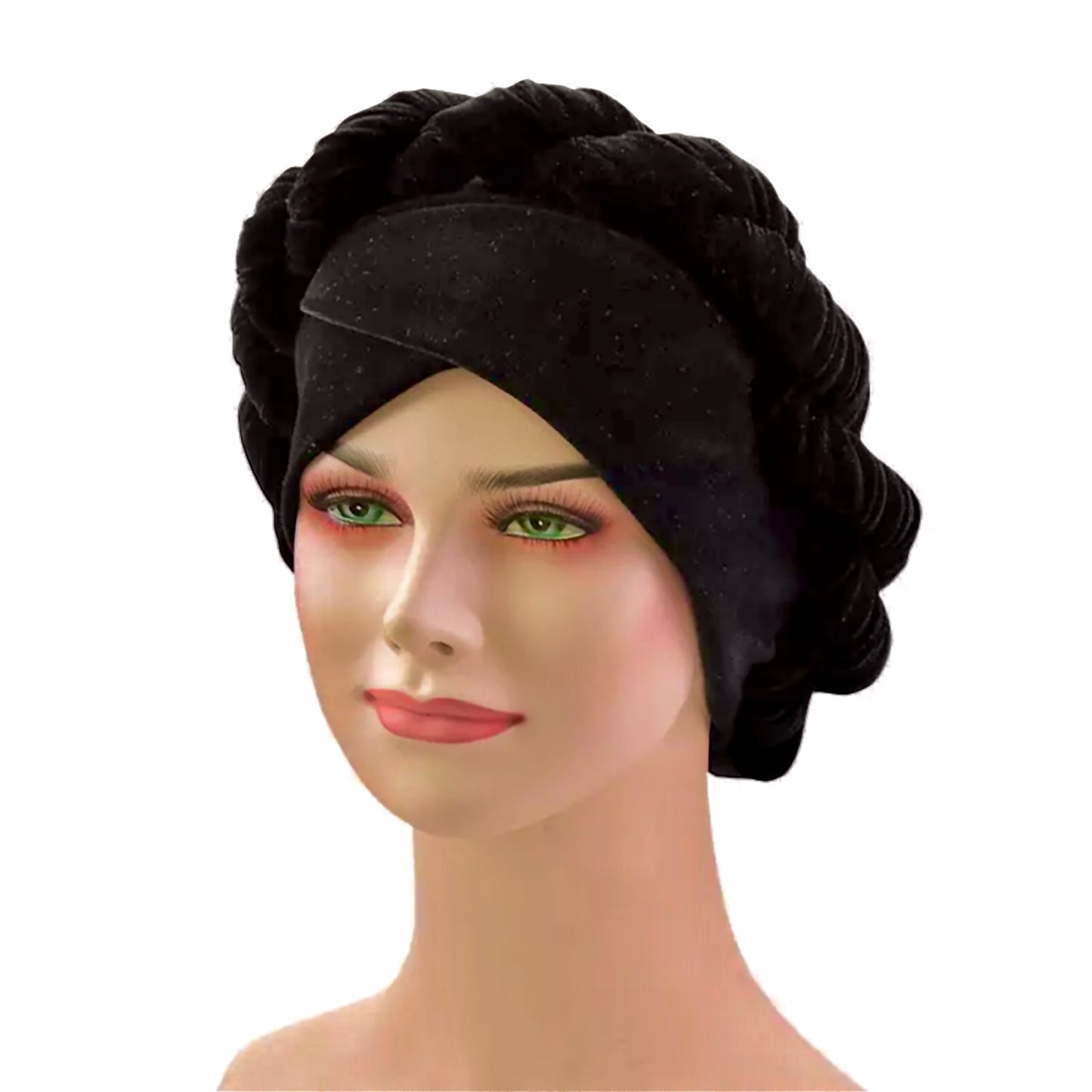 All in one Black Velour Twisted Headwrap