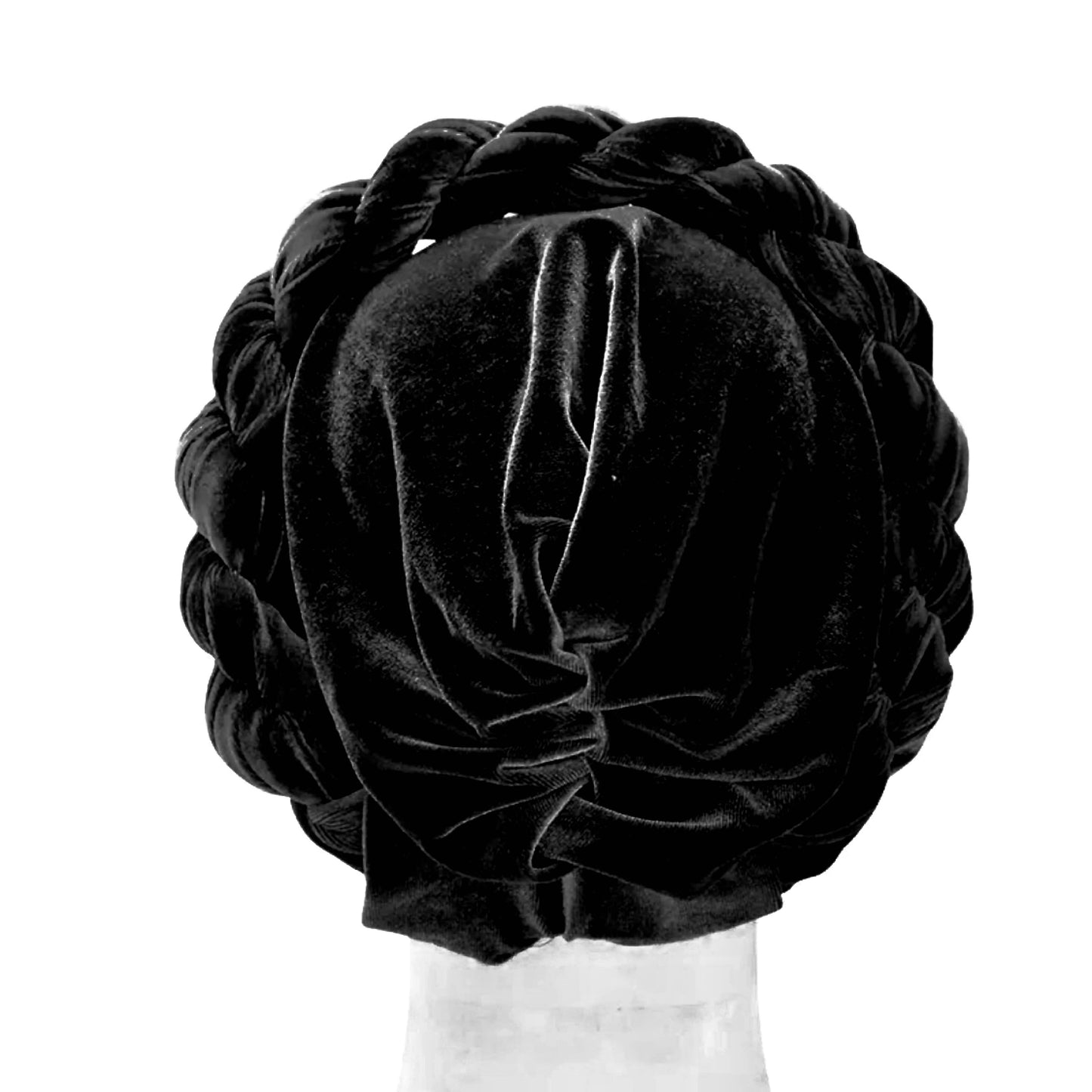 All in one Black Velour Twisted Headwrap