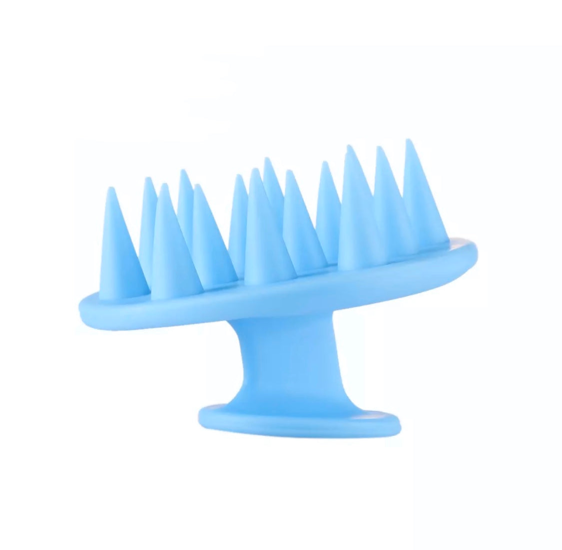 Rubber spike shampoo brush with rubber handle. Light Blue.