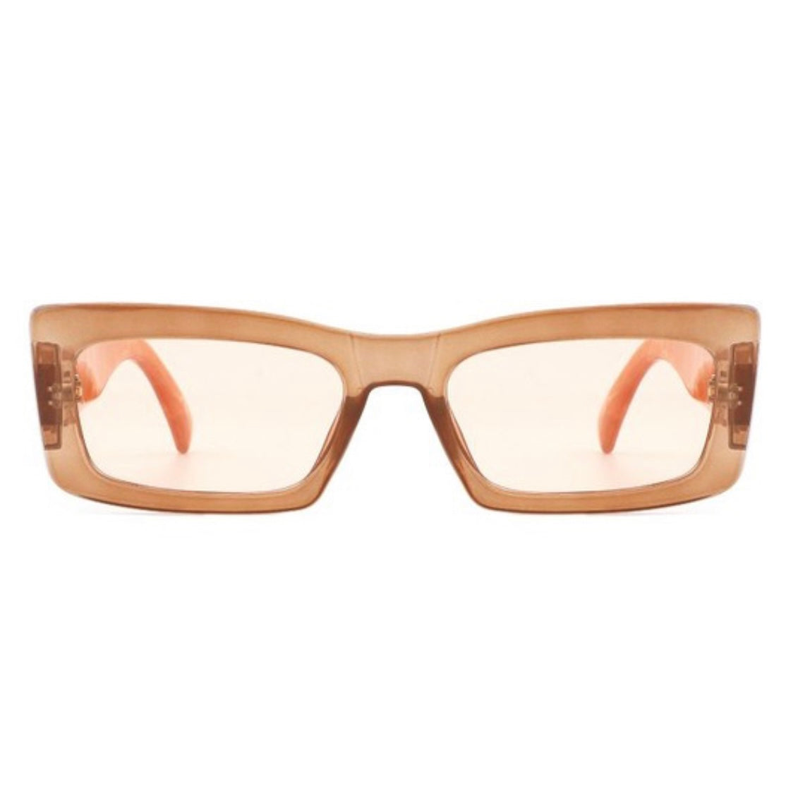 Camel Brown Square Sunglasses + Gold Details & Marble Design Front