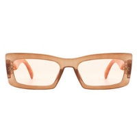 Camel Brown Square Sunglasses + Gold Details & Marble Design Front