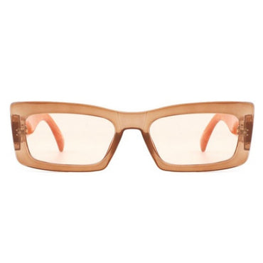 Camel Brown Square Sunglasses + Gold Details & Marble Design Front