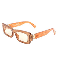 Camel Brown Square Sunglasses + Gold Details & Marble Design 