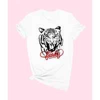 White Unisex Graphic Tee + White Tiger & Red Text 'Fearless' 