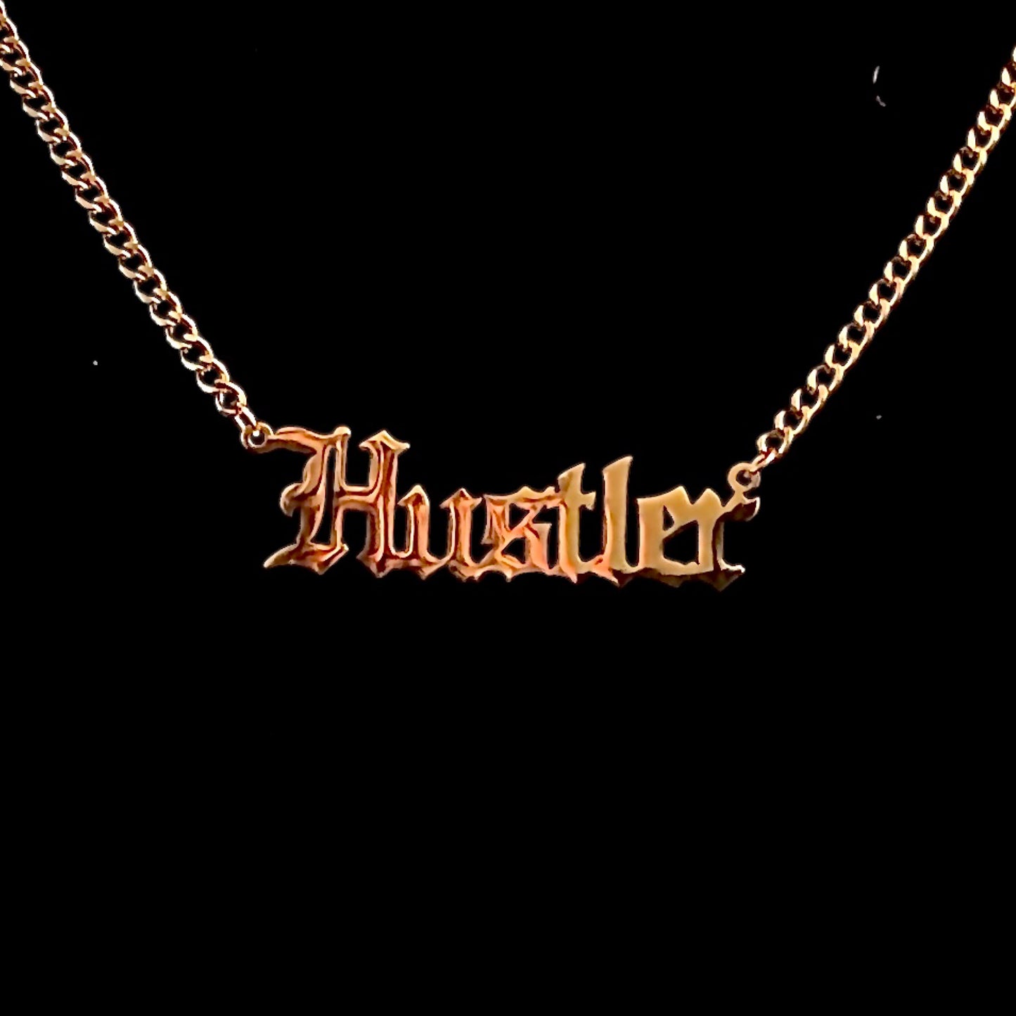 Gold Plated Roman Font Name Chain - 'Hustler' 