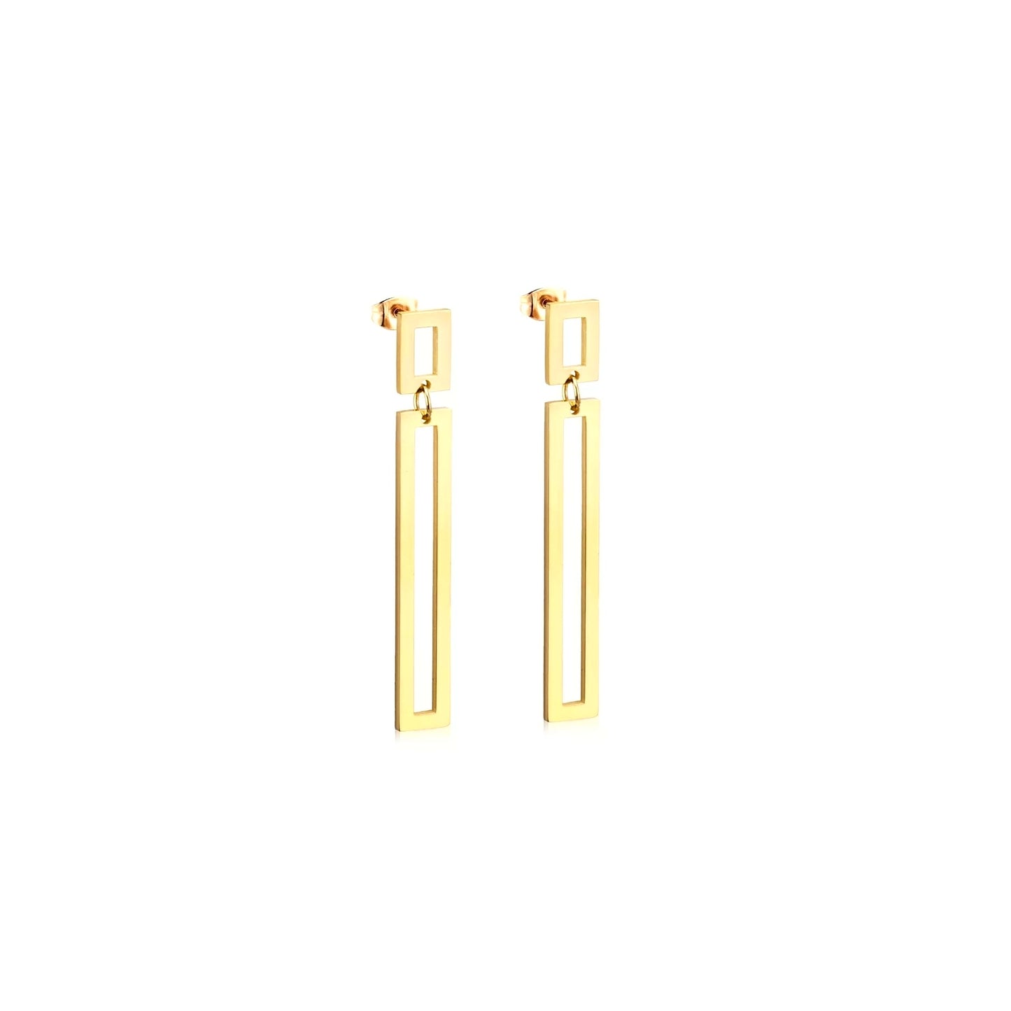 Small-Medium Rectangular Gold Plated Earrings 