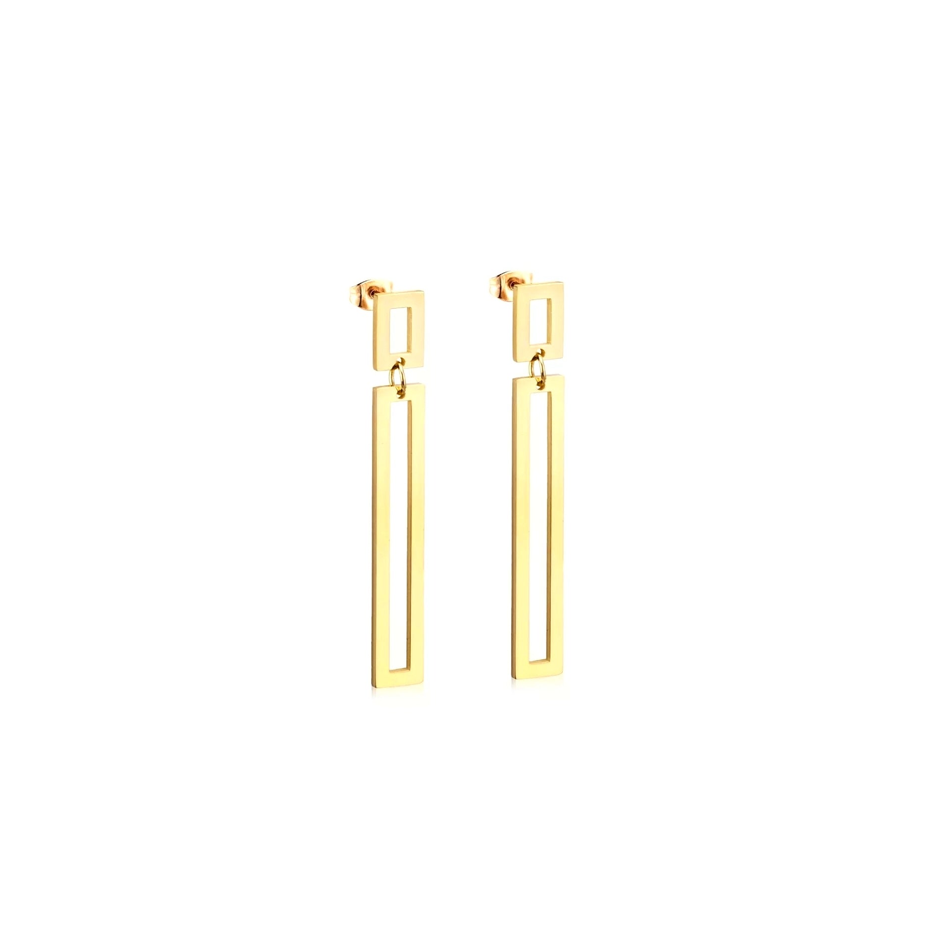 Small-Medium Rectangular Gold Plated Earrings 