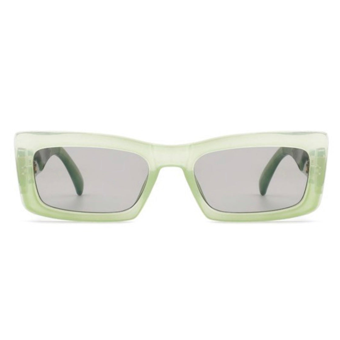 Lime-Forest-Olive-Green Square Sunglasses + Gold Details & Marble Design Front