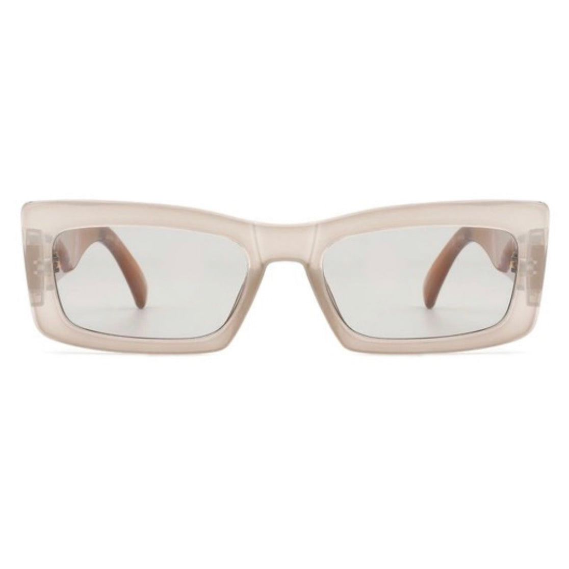 Grey-Camel-Brown Square Sunglasses + Gold Details & Marble Design Front