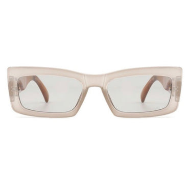 Grey-Camel-Brown Square Sunglasses + Gold Details & Marble Design Front