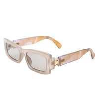 Grey-Camel-Brown Square Sunglasses + Gold Details & Marble Design 