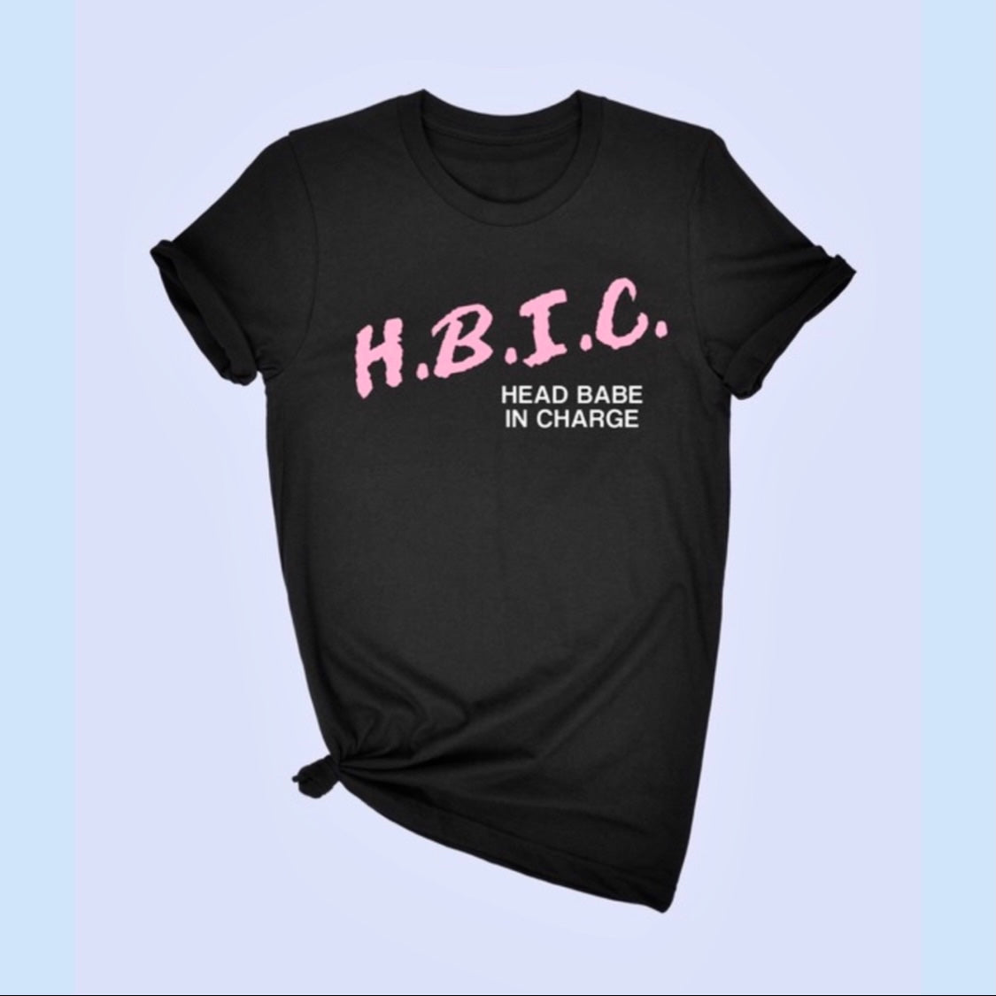 Black Unisex Graphic Tee + Pink & White Text ' H.B.I.C - Head Babe In Charge '