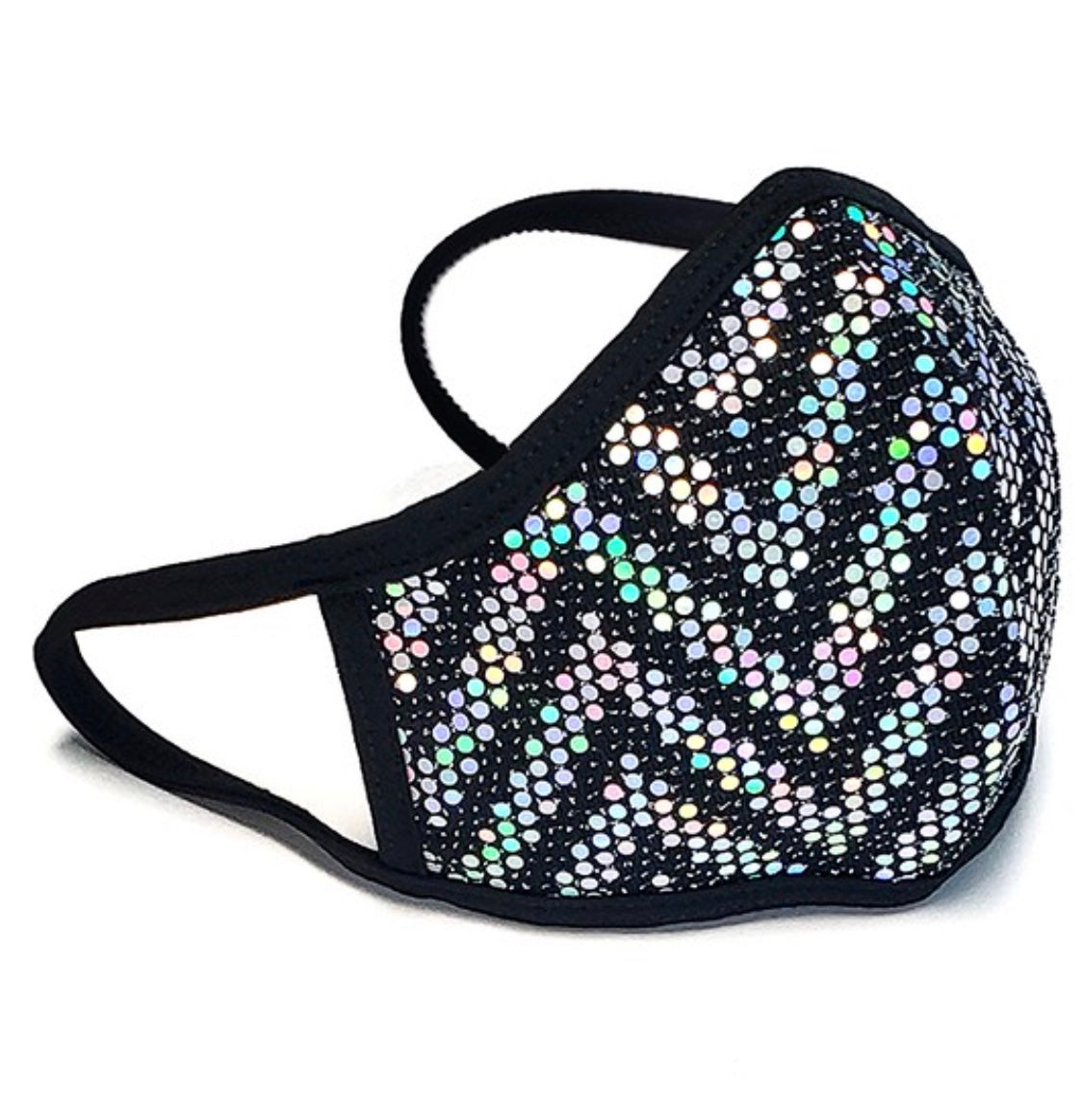 Black Sequin Holographic Face Mask