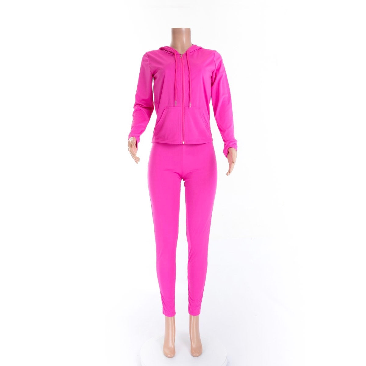 2 Pc Hot Pink - Fuchsia Hoodie & Track Pants Set Front 