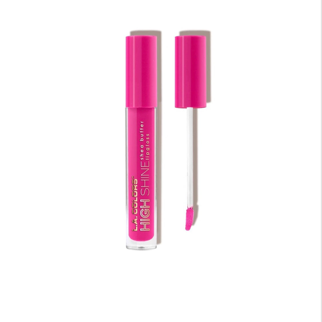 L.A Colors High Shine Shea Butter Lipgloss in the shade, Amplify. Hot pink shade.