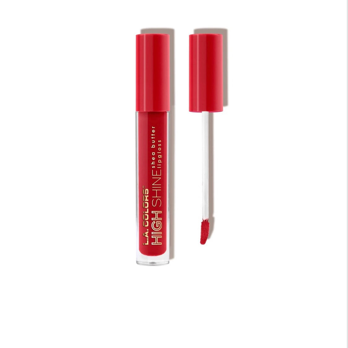 L.A Colors High Shine Shea Butter Lipgloss in the shade, Dynamite. Bright red shade. 