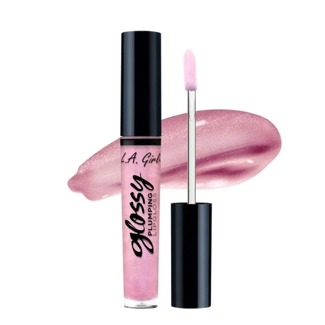 L.A Girl Glossy Plumping Lipgloss in the shade, Extra. Frosty pink shimmer tone.