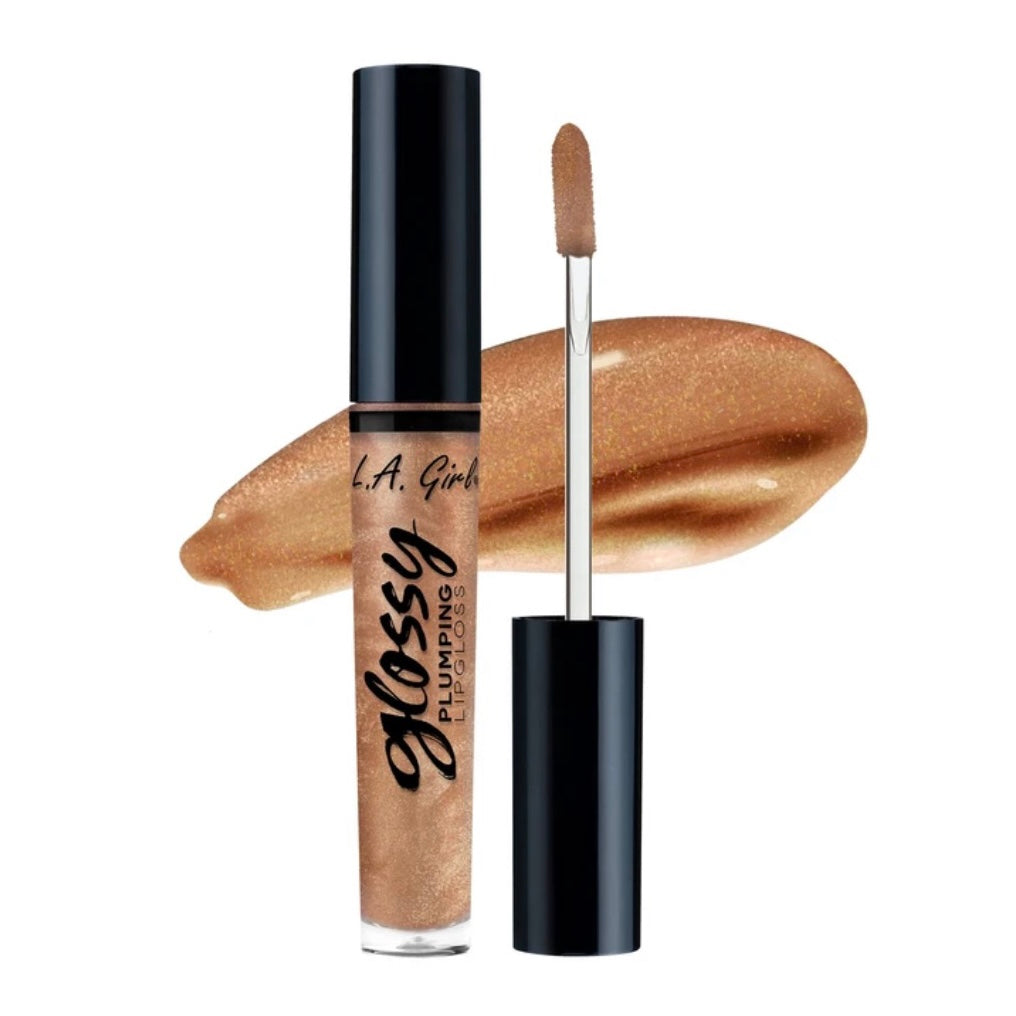 L.A Girl Glossy Plumping Lipgloss in the shade, Fancy. Gold shimmer tone.