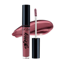 L.A Girl Glossy Plumping Lipgloss in the shade, Luscious. Brown, nude, purple, pink tone.