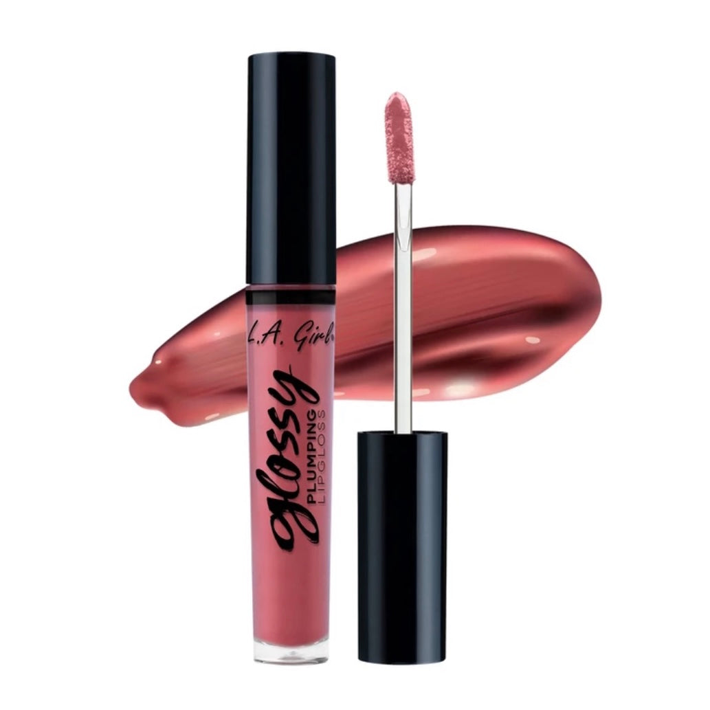 L.A Girl Glossy Plumping Lipgloss in the shade, Pink Up. Brown, nude, pink tone.