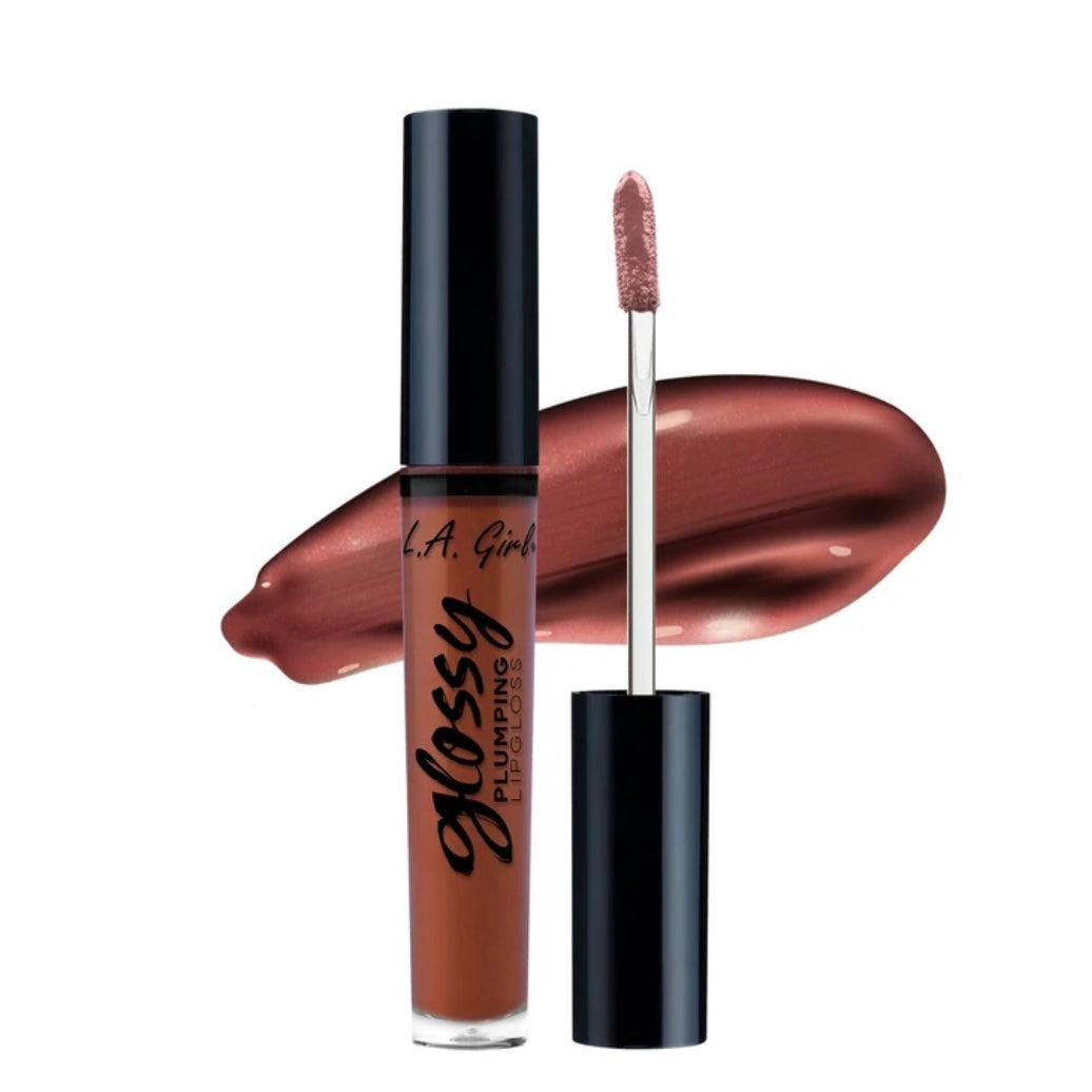 L.A Girl Glossy Plumping Lipgloss in the shade, Sumptuous. Medium brown, nude tone.