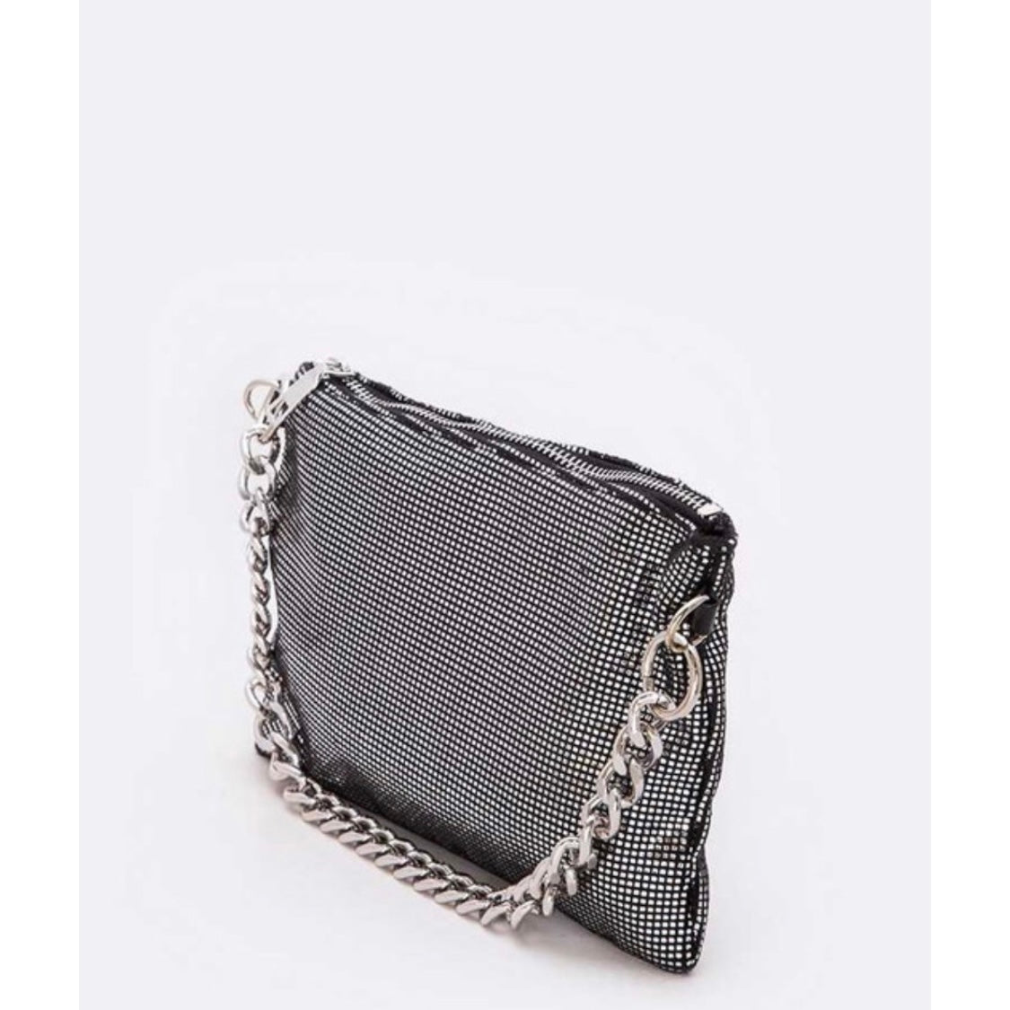 Black Purse + Silver Sequin & Silver Cain-Details Side