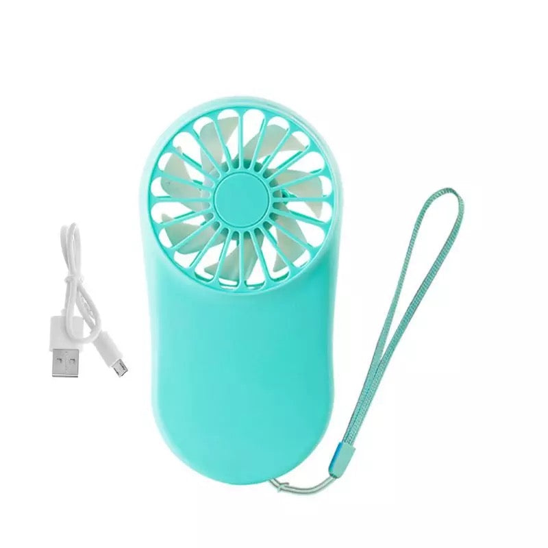 Mini Portable Rechargeable Fan + Wristband & Charger Blue