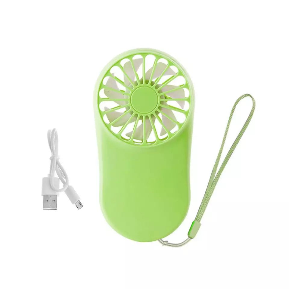 Mini Portable Rechargeable Fan + Wristband & Charger Lime Green