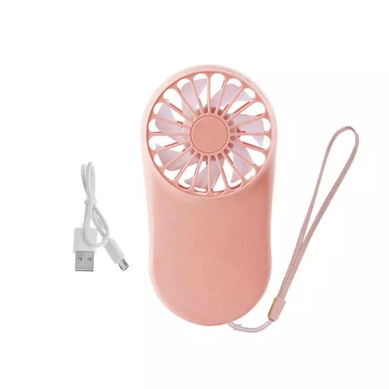 Mini Portable Rechargeable Fan + Wristband & Charger Pink