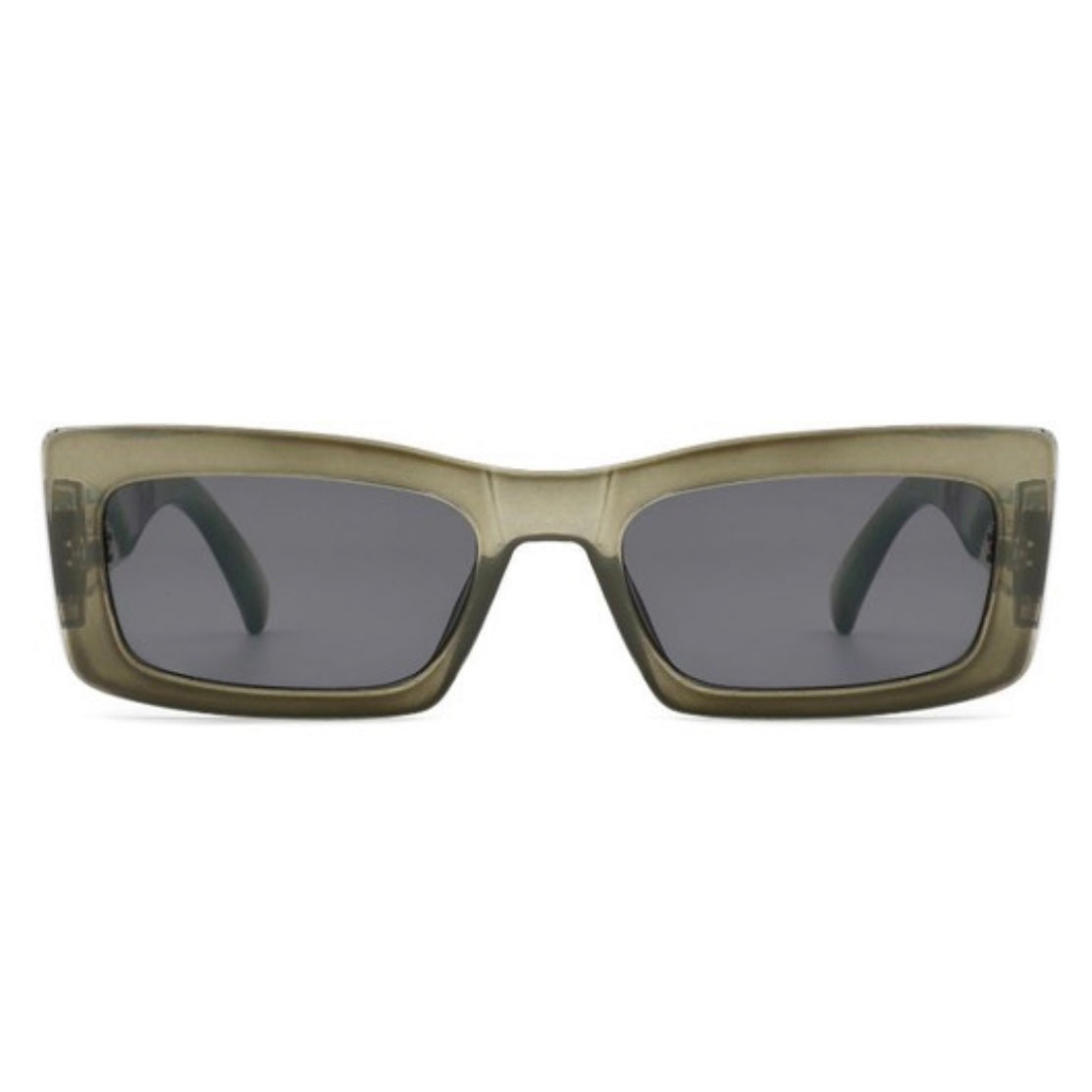 Olive-Forest-Sage Green Square Sunglasses + Gold Details & Marble Design Front