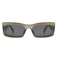 Olive-Forest-Sage Green Square Sunglasses + Gold Details & Marble Design Front