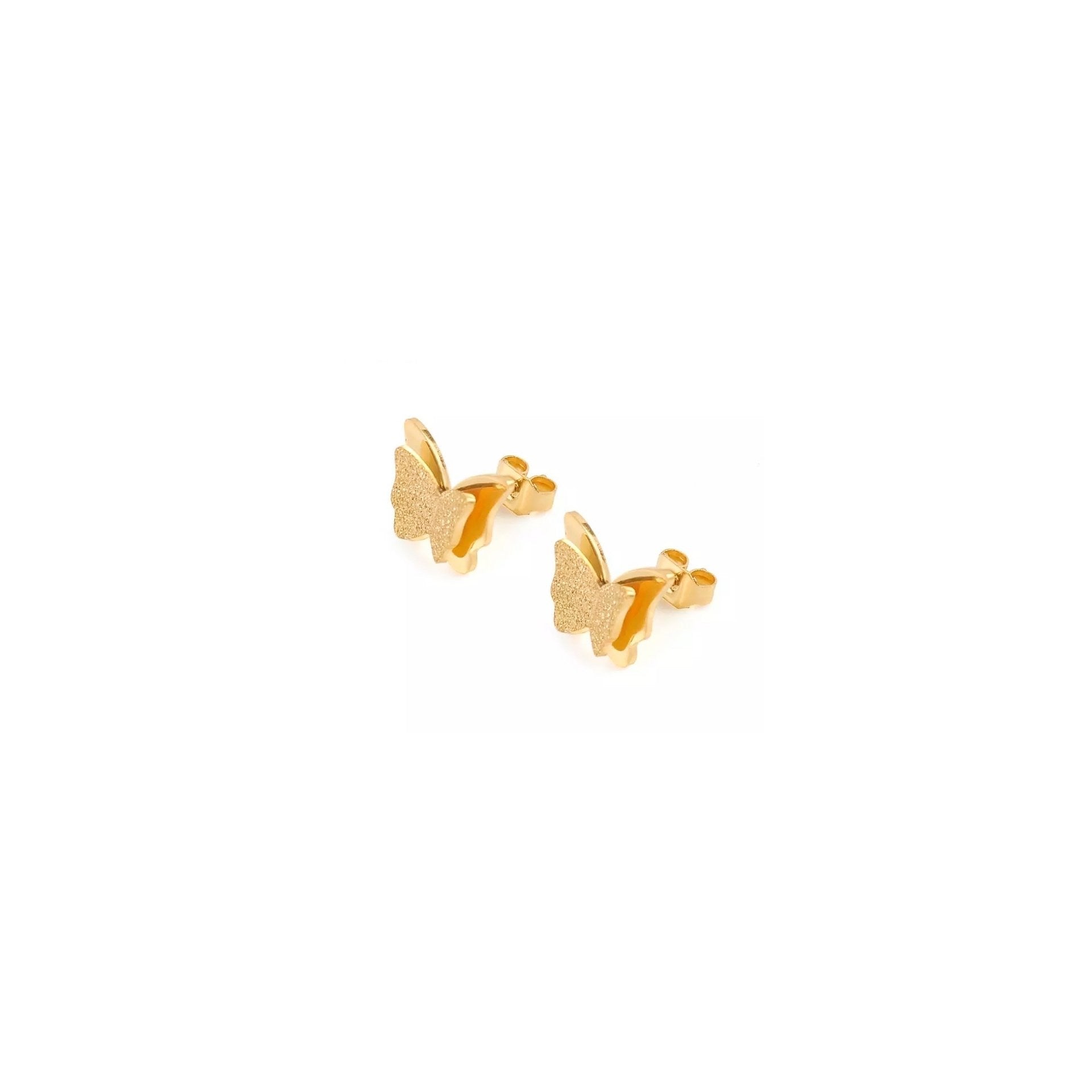 Yellow gold plated 3D butterfly stud earrings.