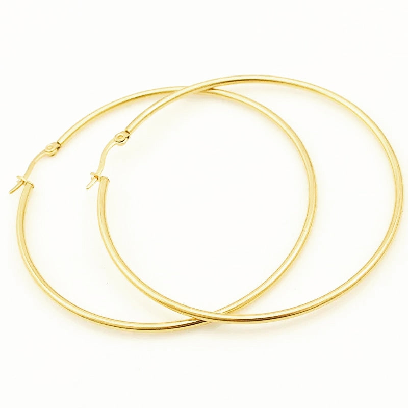 Medium-Large Gold Plated Hoop Earrings