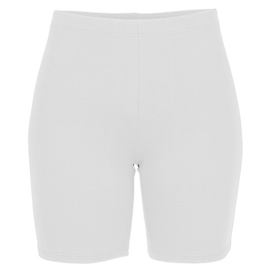 White Cotton Biker Shorts 